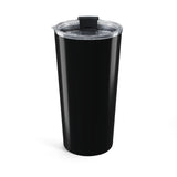 20oz Black Tumbler with Ornate White Crest Design Printify